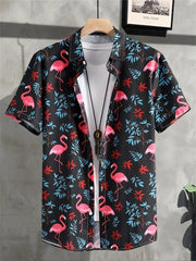 Summer Flower 3D Print Top Men's Summer Hawaii Beach Shirts Outdoor
