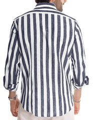 Men's Casual Shirt Buttoned Summer T-Shirt Blue Clover Long Sleeve