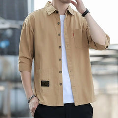 Business Casual Fashion Shirts Turn-down Collar Loose Handsome Three