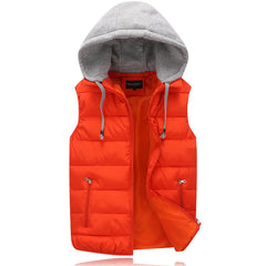 Men's Padded Vest Autumn Winter Hooded Jackets Outerwear Thick Warm