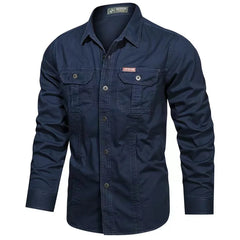 Spring Cargo Shirts for Men Long Sleeve Casual 100% Cotton High