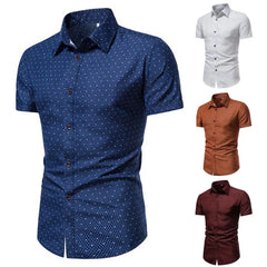 Summer Shirt Terrific Dot Print Summer Shirt Slim Fit Men Top