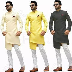 Men's Long Suits Latest Irregular Design 2 Pieces Indian Style Groom