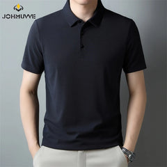 Men's Fashion Waffle Solid Short Sleeved Polo Shirt Summer Breathable