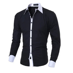 Men Long Sleeve Shirt 2024 Spring Striped Shirts Slim Fit Male Casual