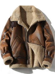 Fur Men's Autumn Winter Thickening High-end Brand Leather Jacket /