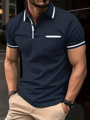 Men's POLO shirt Spring and summer trend patchwork fashion top casual