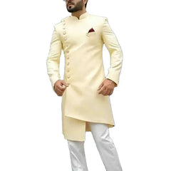 Men's Long Suits Latest Irregular Design 2 Pieces Indian Style Groom