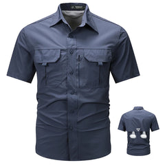 Summer Men Short Sleeve Cargo Breathable Shirt Men Casual Tactic