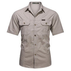 New Summer Men Multi-pockets Tooling Shirts Military Outdoor