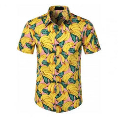 Shirt For Mens Hawaiian Banana Fruit Casual 3D Printed Beach Short