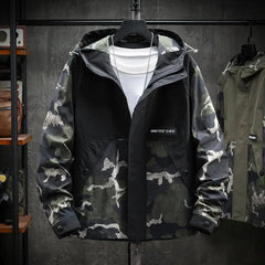 Men Camouflage Hoodie Jacket Harajuku Jacket Autumn Winter Windbreaker