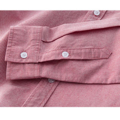 2024 Spring Pink Shirts For Men Casual Slim Fit 100% Cotton Oxford