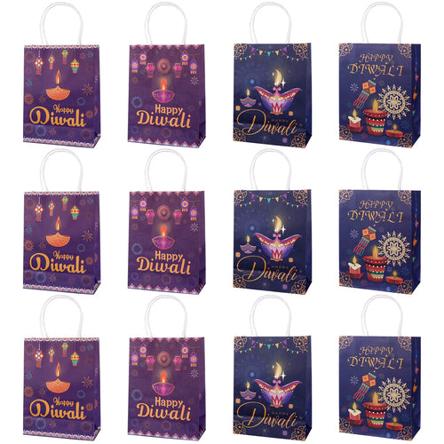 12 Pcs Happy Diwali Gift Bags Diwali Paper Bags With Handles For