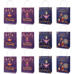 12 Pcs Happy Diwali Gift Bags Diwali Paper Bags With Handles For