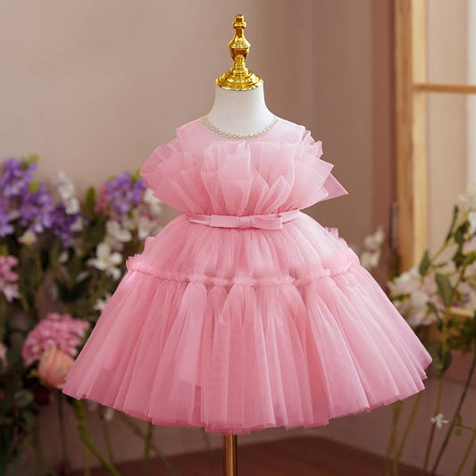 Kids Girl Dress Party Christmas Tutu Fluffy Flower Wedding Gown