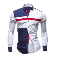 Men Long Sleeve Shirt 2024 Spring Striped Shirts Slim Fit Male Casual