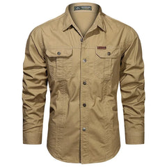 Men Military Outdoor Shirts Male Cotton Multi-pocket Tooling Casual