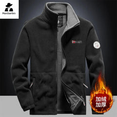 Winter Warm Fleece Jacket Men's Climbing Double Thickened Pocket