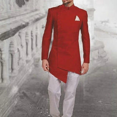 Men's Long Suits Latest Irregular Design 2 Pieces Indian Style Groom