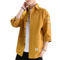 Japanese Style Casual Jacket Men Short-sleeved Shirt Men's Japanese