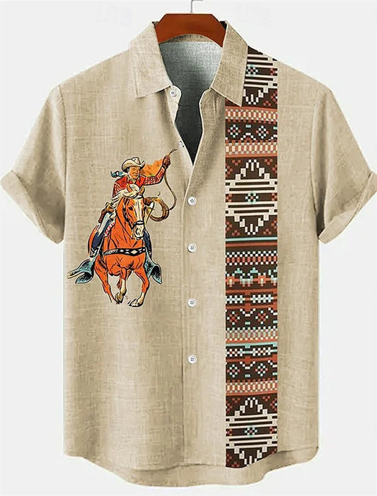 Linen shirt tribal ethnic men's riding shirt linen shirt casual summer