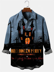 Halloween Style Ghosts Print Men's Shirts Casual Single-Breasted