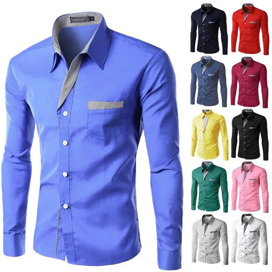 2022 Hot Sale New Fashion Camisa Masculina Long Sleeve Shirt Men Slim