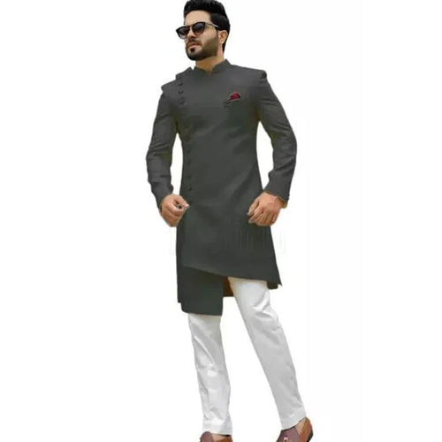 Men's Long Suits Latest Irregular Design 2 Pieces Indian Style Groom