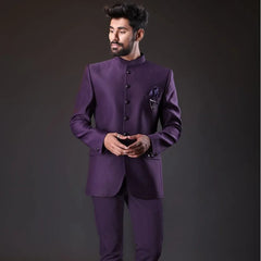 New Indian Stylish Suits for Men 2 Piece Fashion Stand Collar Single