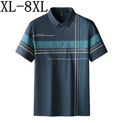 8XL 7XL 6XL 2023 New Classic Loose Polo Shirt Men Summer Short Sleeve