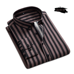 2023 Spring Shirts Men Dress Vertical Stripe Shirts Slim Men Casual