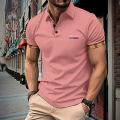 European and American men's casual short sleeved polo shirt office