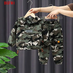 Spring Autumn Children Clothing Camouflage Sportswear Hooded Coat +