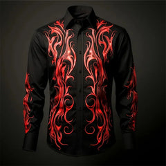 Summer 2024 Men's Shirt Long Sleeve Music Note 3D Printed Stand Collar