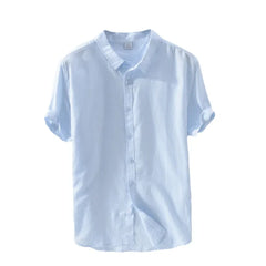 Cotton Linen Shirts For Men Casual Short Sleeve Tops Oversize Solid