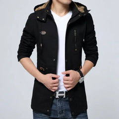 Casual Loose Autumn Winter Men Trench Coat Fashion Hooded Windproof