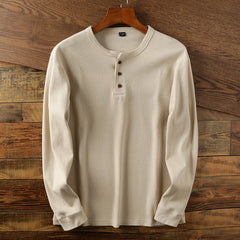 New Fashion Mens Henley Shirts Long Sleeve Half Button Up Thermal