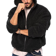 Plush Men Jacket Fluffy Fleece Thick Warm Coat Jacket Long Sleeve