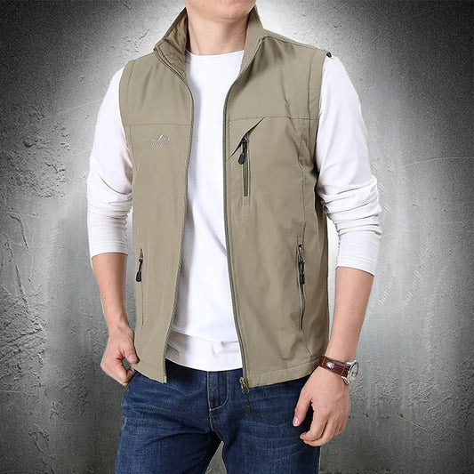 Summer Thin Vest Jacket Men Outdoor Casual Clothes Lightweight Short