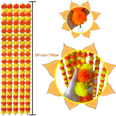 Marigold Flower Garland with зo Flowers, Artificial Flowers for Diwali