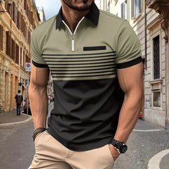 2024 Summer Instant Amazon POLO Shirt with lapel Zip Men's Printed