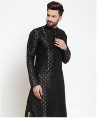 Indian Traditional Men's Gown Black Men's Shirt Spring Long Style