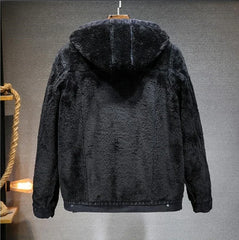 2023 New Thicker And Warmer Men's Hooded Denim Jacket Winter Lambswool
