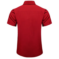 Fashion Red Luxury Shirt for Men Wedding Party Turn-down Collar Short