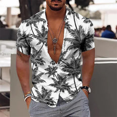 2024 Summer Hawaiian Men's Shirt Vacation Daily Slim-fit Top Gym