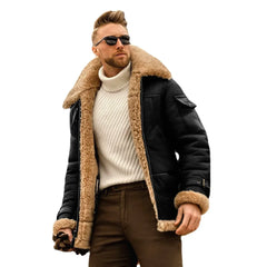 Leather Fur Integrated Men's Jacket Thickened Medium Length Jacket