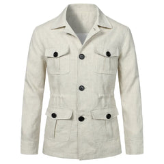 Mens Coats Safari Jacket Linen British Retro Gentry Suit Pockets