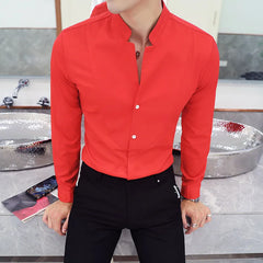 2023 Spring 3 Color Stand Collar Shirt High Quality Men Long Sleeve