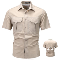 Summer Men Short Sleeve Cargo Breathable Shirt Men Casual Tactic